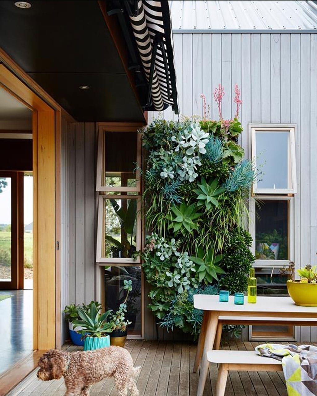 black and white retractable awning