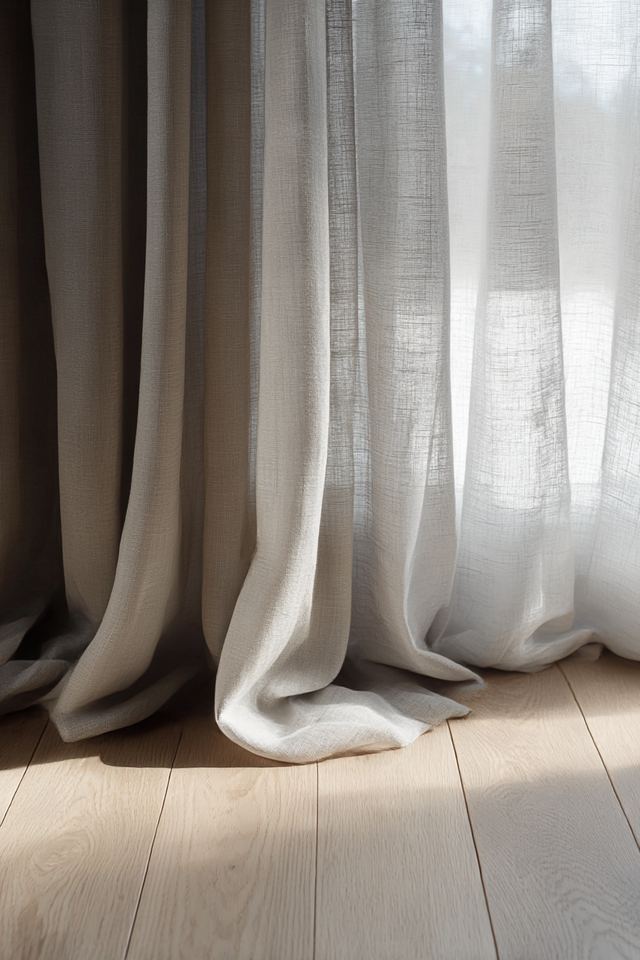 Soft Linen Curtains Pooling