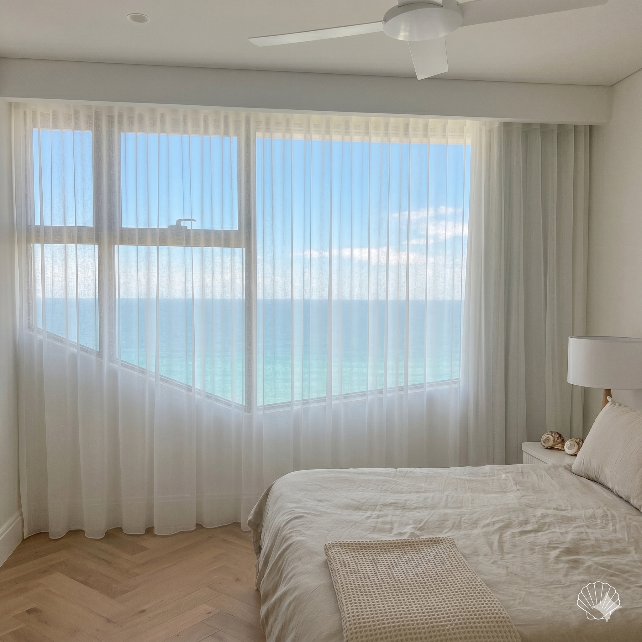 Sheer curtains made by gold coast blinds and shutters for home in Kingscliff