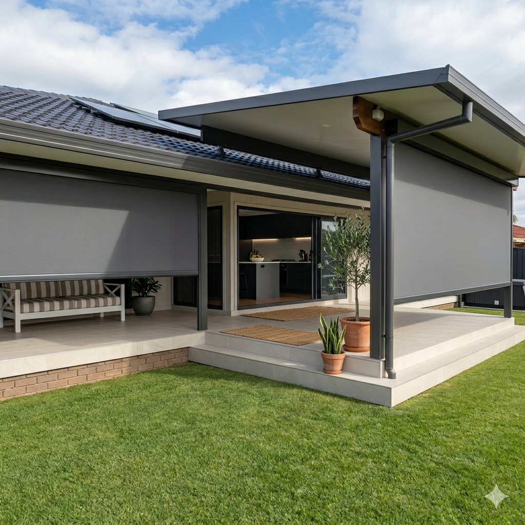 Zipglide outdoor blind made by gold coast blinds and shutters for a home in Ormeau