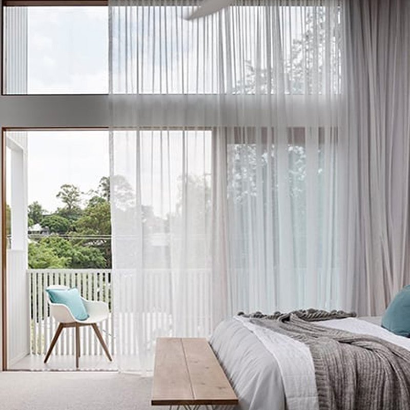 Curtains &mdash; sheer wavefold, blockout, motorised